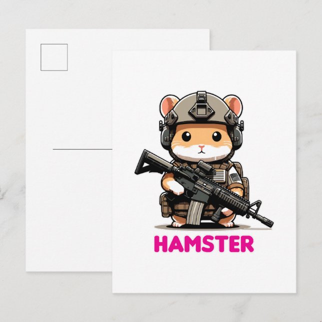 Cartão Postal De Convite Hamster Tático (Frente/Verso)