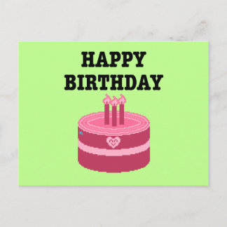 Cartão Postal De Convite Happy Eight-Bit Birthday Pixel Art