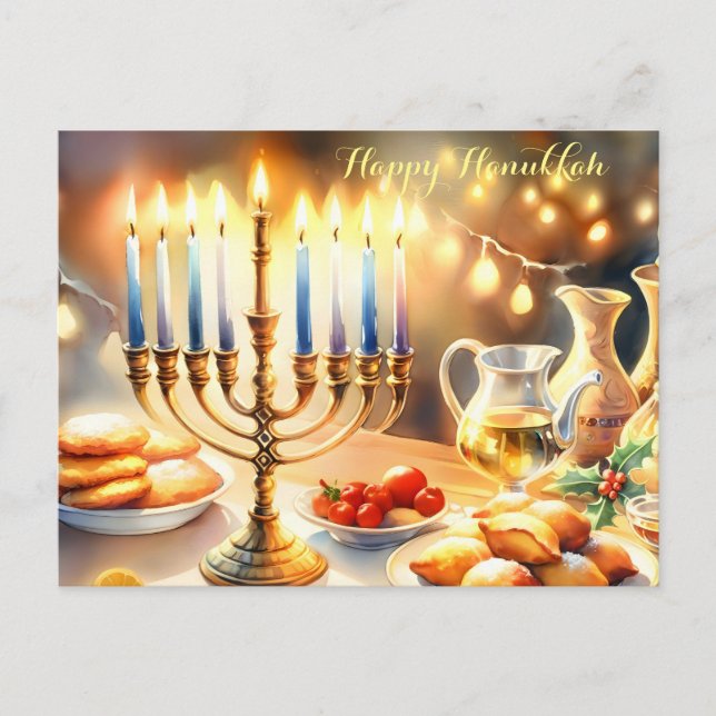 Cartão Postal De Convite Happy Hanukkah (Frente)