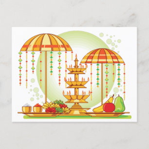 Cartão Postal De Convite Happy Onam Umbrellas