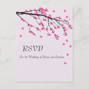 Cartão Postal De Convite Haste da flor de cerejeira - cartão de RSVP