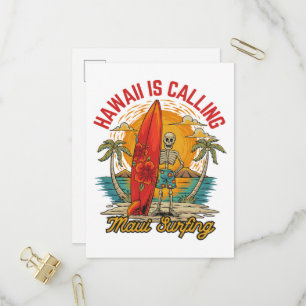 Cartão Postal De Convite Havaí Está Chamando Vibes de Surf da Ilha Maui 