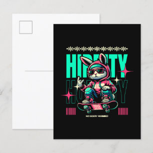 Cartão Postal De Convite Hip-Hop Hoppity - Coelho Skater Páscoa