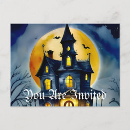 Cartão Postal De Convite Hollow e Lua Assombrados