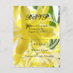 Cartão Postal De Convite Hyacinto Amarelo Elegante com RSVP de espiral Bran