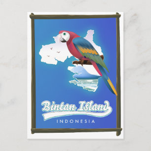 Cartão Postal De Convite ilha Bintan Indonésia mapa de viagem