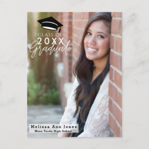 Cartão Postal De Convite Imagem de Foto Moderna da Escola de Formando de Gr