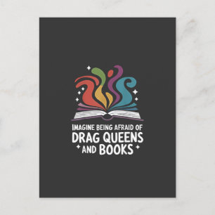 Cartão Postal De Convite Imaginem ter medo de rainhas e livros LGBT
