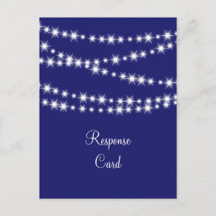 Cartão Postal De Convite Indigo Twinkle Lights RSVP