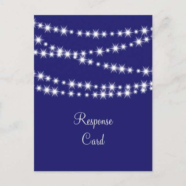 Cartão Postal De Convite Indigo Twinkle Lights RSVP (Frente)