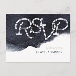 Cartão Postal De Convite Indigo watercolor, simples, casamento RSVP