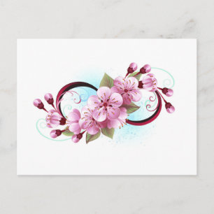 Cartão Postal De Convite Infinidade com Flores de Flor Sakura