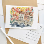 Cartão Postal De Convite Inglês Countryside England Watercolor Viagem<br><div class="desc">Um cartão postal de viagem com aquarela pintada de forma elegante,  com a paisagem inglesa.</div>