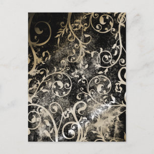 Cartão Postal De Convite Inv Chá de casamento Gótico de Grunge Damask Disti