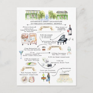 Cartão Postal De Convite Itinerário de Fim de Semana Bachelorette   Savanna