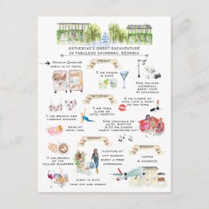 Cartão Postal De Convite Itinerário de Fim de Semana Bachelorette   Savanna