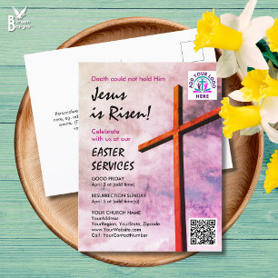 Cartão Postal De Convite JESUS ESTÁ RESSSUSCITADO Serviços Religiosos da Ig