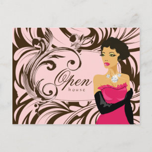 Cartão Postal De Convite Jewelry Postcard Diamond Mulher Salon Spa