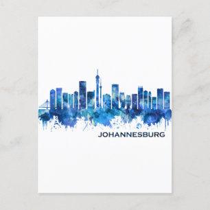 Cartão Postal De Convite Joanesburgo África do Sul - Skyline Blue