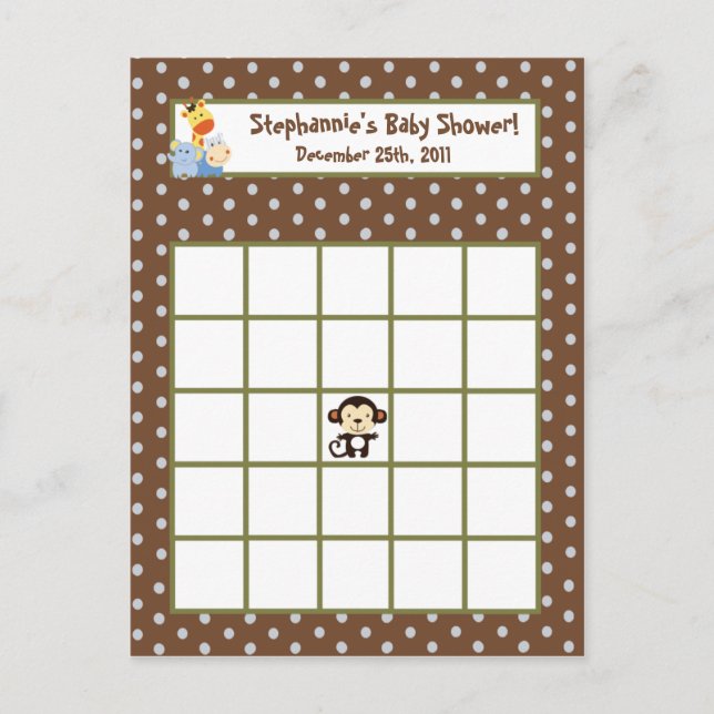 Cartão Postal De Convite Jogada Selva de Cartão de Bingo Escrevável (Frente)