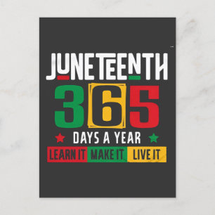Cartão Postal De Convite Juneteenth 365 Dias por Ano Aprenda Como Se Viver 