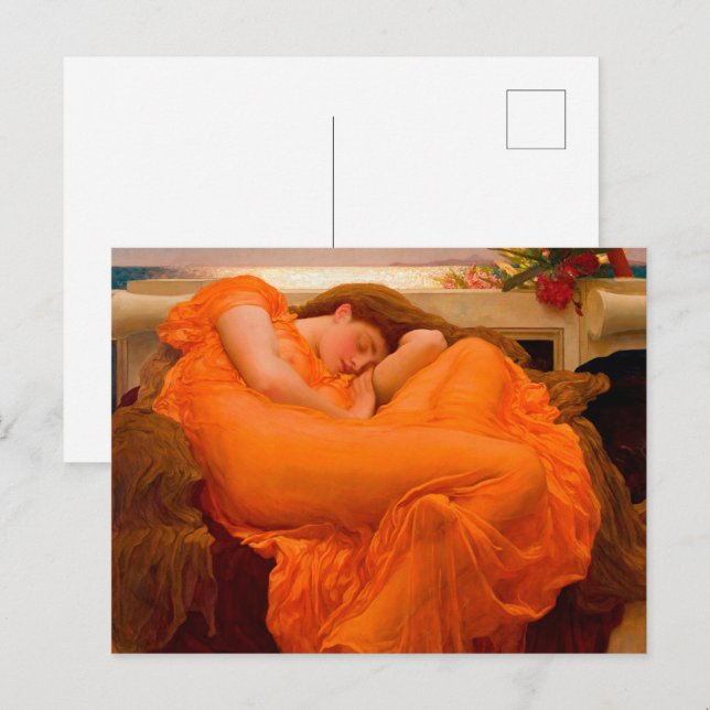 Cartão Postal De Convite Junho flamejante por Lord Frederic Leighton (Frente/Verso)