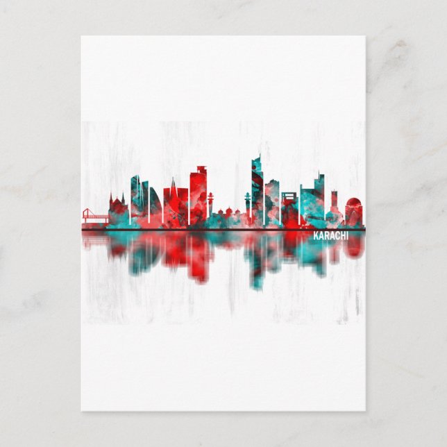 Cartão Postal De Convite Karachi Skyline Paquistão (Frente)