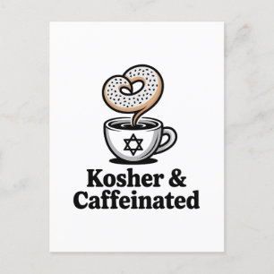 Cartão Postal De Convite Kosher e Cafeinado Café Judaico Hanukkah