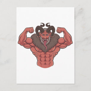 Cartão Postal De Convite Krampus Assustador Natal Flexionando Músculo Fitne