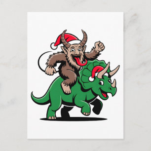 Cartão Postal De Convite Krampus Montado Em Um Dinossauro Natal Malvado Do