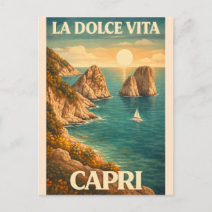 Cartão Postal De Convite La Dolce Vita - Cartaz de Viagem Antigo de Capri