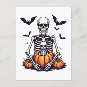 Cartão Postal De Convite Lacrimejo Halloween Gravidez Esqueleto Gravidez