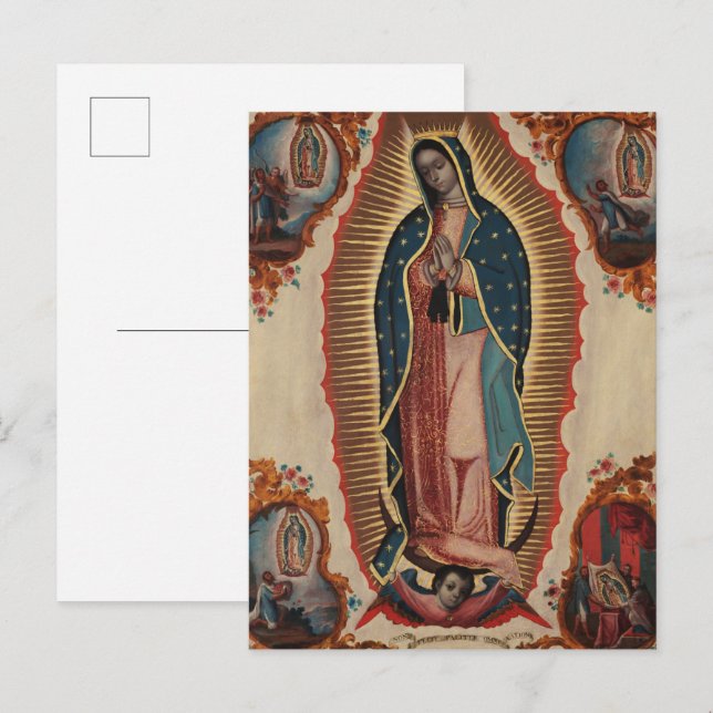 Cartão Postal De Convite Lady de Guadalupe, 1780, por Sebastian Zalcedo (Frente/Verso)