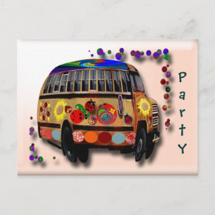 Cartão Postal De Convite Ladybug Bus