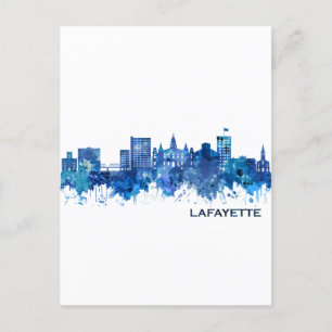 Cartão Postal De Convite Lafayette Louisiana Skyline Blue