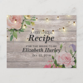 Cartão Postal De Convite Lâmpada de Corda Floral de Madeira Receita de Chá 