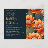 Laranja Floral Verde Cacto Azul Marinho 75º Aniver