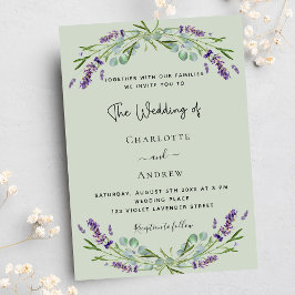 Cartão Postal De Convite Lavanda eucalipto sage casamento verde