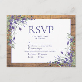 Cartão Postal De Convite Lavanda Eucalyptus Botanical Wood Weding RSVP