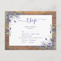 Lavanda Eucalyptus Script Wood Wedding RSVP
