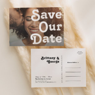 Cartão Postal De Convite Letreiro Retro Moderno Horizontal Salve Nossa Data