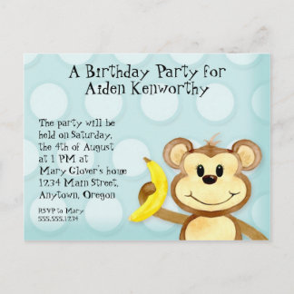 Cartão Postal De Convite Lil Monkey, Posta de Festa de aniversário de Menin