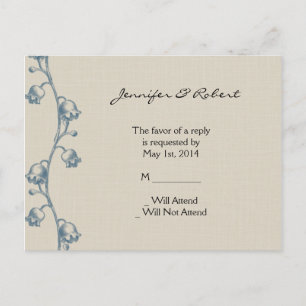 Cartão Postal De Convite Lily of the Valley on Ecru Wedding RSVP Postcard