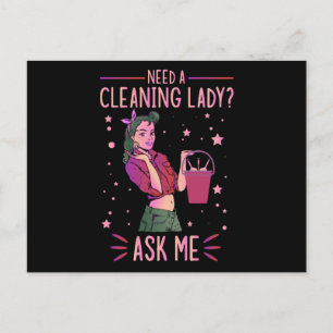 Cartão Postal De Convite Limpeza Lady Housekeeper Cleaner Gra