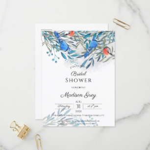 Cartão Postal De Convite Lindas Aves Aquícolas e Chá de panela Foliar