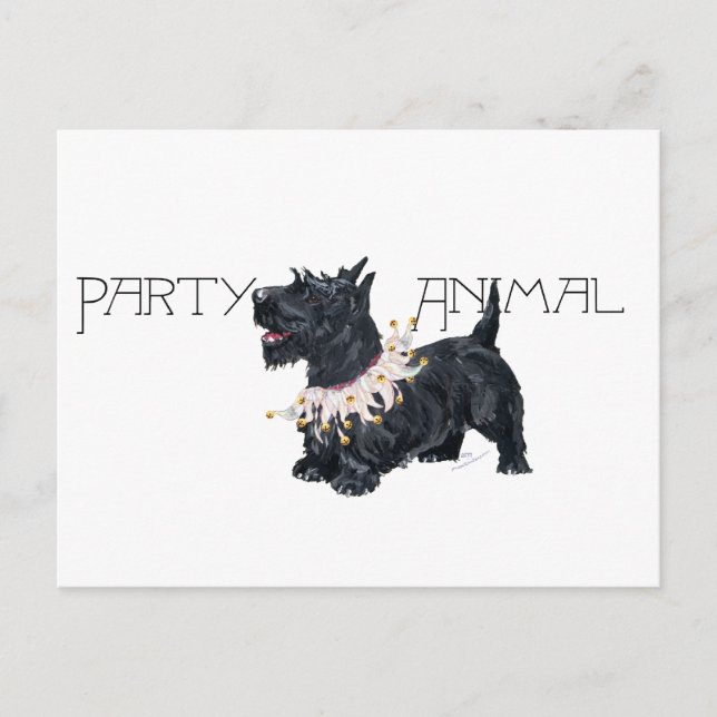 Cartão Postal De Convite Little Scottie Party Animal (Frente)