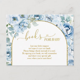 Cartão Postal De Convite Livros de Chás de fraldas Florais Dusty Blue para 