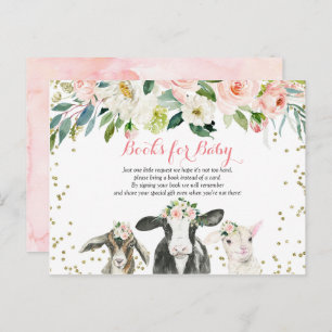 Cartão Postal De Convite Livros de fazendas de Garota Floral para Bebê