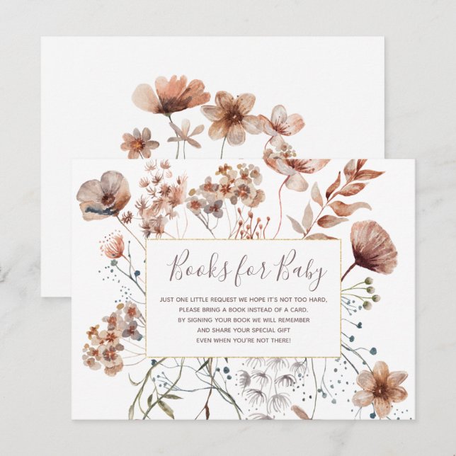 Cartão Postal De Convite Livros de flores silvestres do outono para bebês (Frente/Verso)