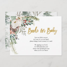 Cartão Postal De Convite Livros Florais de Natal de inverno para Bebê